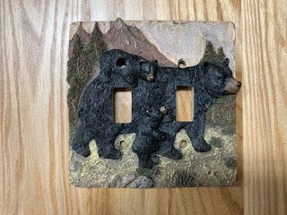 SWEN Bear Wildlife Double Outlet Wall Plate Cover – Steel, Black Wrinkle Powder Coat, Made In USA With US Steel