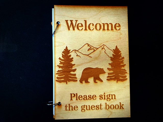 Cabin Guest Book, Bear in the Smoky Mountains, Personalized – Sunny & Clear