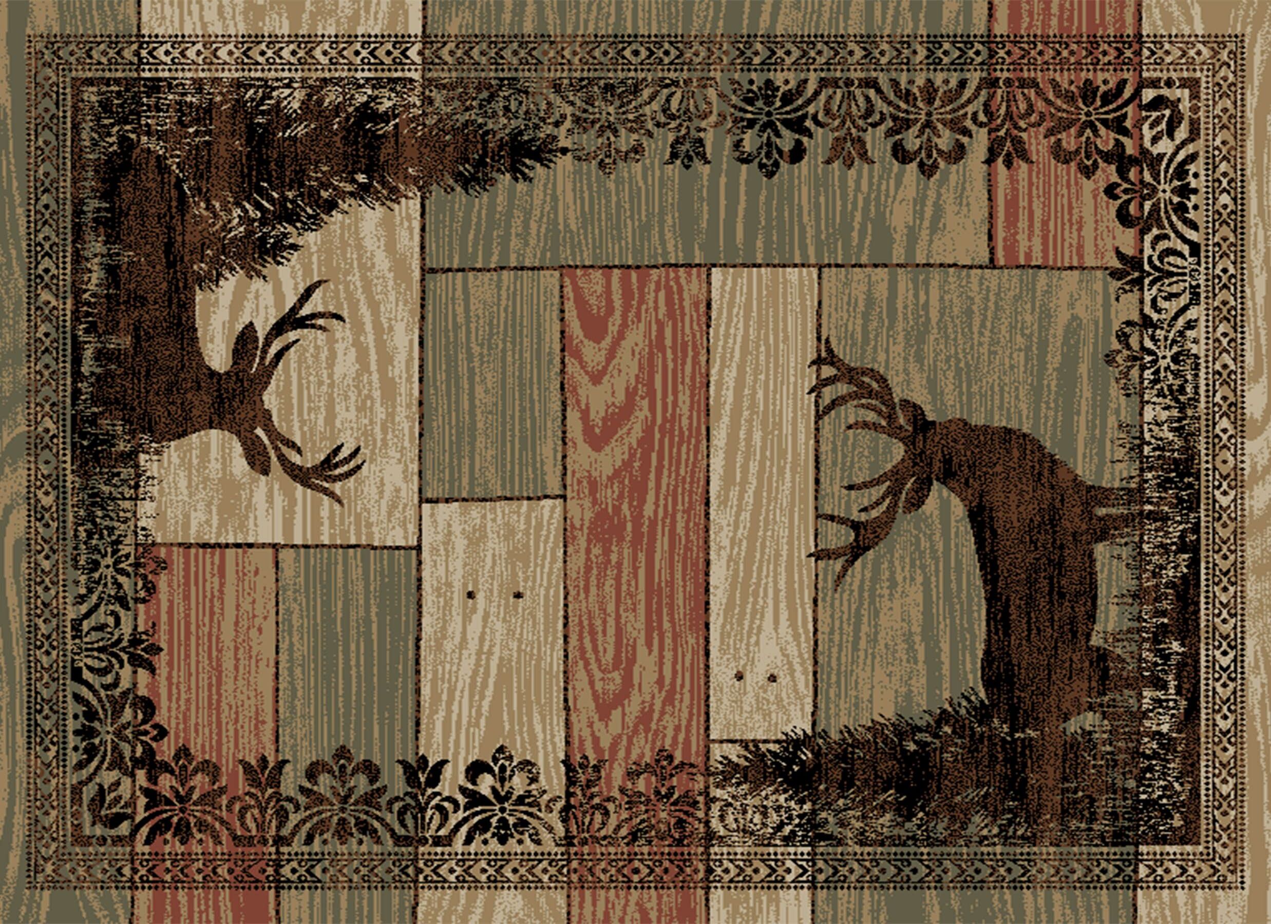 WoodgrainRugCabinDecorBathroomDecorKitchenDecorDeerRug Smoky