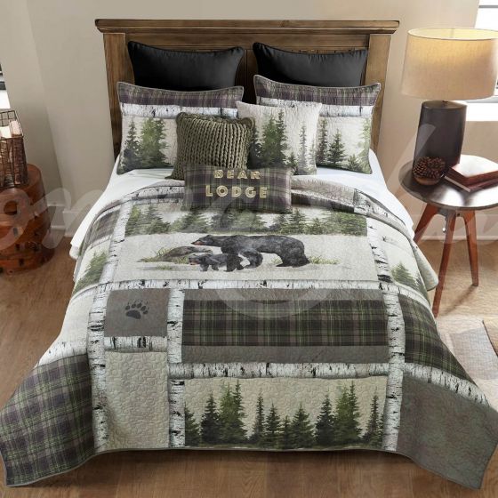 Bear Trails Quilt Set  Log Cabin Style Quilts Cushions and Rugs UK - Olde  Glory